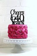Cheers to 40 Happy Birthday Acrylic Cake Topper Available in many colors (Glittery Silver) N3