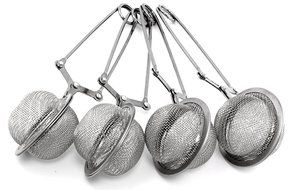(4 Pack) 18/8 Stainless Steel Long-Handled Snap Ball Tea Strainers for Loose Leaf Tea N5