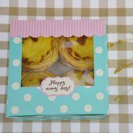 Wanting Set Of 4 Spot Pattern Candy Egg Tart Cake Bakery Boxes N3