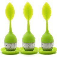 Set of 1 Tea Infuser Leaf Strainer Handle with Steel Ball Silicone Leaf Lid (Green) By Xcellent Global N3