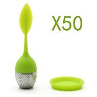 Set of 1 Tea Infuser Leaf Strainer Handle with Steel Ball Silicone Leaf Lid (Green) By Xcellent Global N5