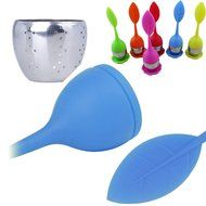 Tea Infuser Leaf Strainer Food Grade Silicone Bag Filter Diffuser With Stainless Steel Ball for Herbal Loose-Blue N16