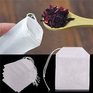 Disposable Tea Strainer, AOTOSOLO Drawstring Seal Filter, Empty Paper Tea Bags Cloth (White, L Size, Set of 100) N3