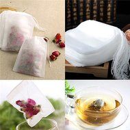 Disposable Tea Strainer, AOTOSOLO Drawstring Seal Filter, Empty Paper Tea Bags Cloth (White, L Size, Set of 100) N5