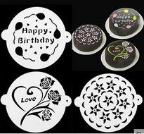 Dealglad 3pcs 8inch Cake Stencils Tiramisu Sugar Icing Template Strew Pad Duster Spray Printing Mold Decorating... N6