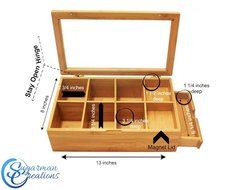 Tea Box Organizer Natural Bamboo Elegant Tea Chest With 8 Storage Compartments and Slide Out Drawer For All Tea... N7