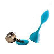 Silicone Tea Infuser Leaf Strainer Handle with with Drip Tray - Best for Loose Leaf or Herbal Tea (1, Blue) N4
