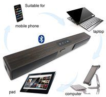 Wooden Mini TV Soundbar, LONPOO 800B 20W Bluetooth Sound bar Subwoofer with Touch Pannel USB AUX(Black) N6