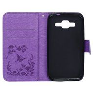 Galaxy Core Prime Wallet Case,PHEZEN Serect Garden Butterfly Flower Inlaid Shiny Glitter Diamond Pu Leather Flip... N31