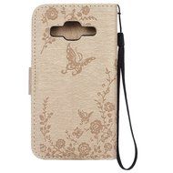 Galaxy Core Prime Wallet Case,PHEZEN Serect Garden Butterfly Flower Inlaid Shiny Glitter Diamond Pu Leather Flip... N34