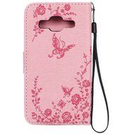 Galaxy Core Prime Wallet Case,PHEZEN Serect Garden Butterfly Flower Inlaid Shiny Glitter Diamond Pu Leather Flip... N38
