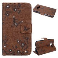 Galaxy Core Prime Wallet Case,PHEZEN Serect Garden Butterfly Flower Inlaid Shiny Glitter Diamond Pu Leather Flip... N40