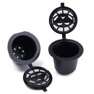 KINGSO 4pcs Reusable Coffee Capsules Cups Espresso Pods Filters For Nespresso Machines with 1pc Plastic Spoon N14