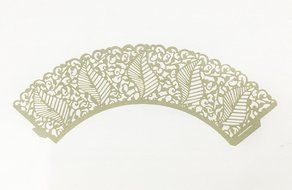 HUAL Cupcake Wrappers 50 Filigree Artistic Bake Cake Paper Cups Large leaves Lace Laser Cut Liner Baking Cup Muffin... N10