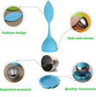 Mini Skater 2 PCS Tea Infuser Leaf Strainer Handle with Steel Ball Silicone Leaf Lid (Rose) N5