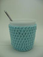 Handmade Crochet Robins Egg Blue Ice Cream Pint Cozy N2