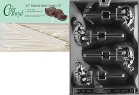 Cybrtrayd 45St25-A016 Elephant Lolly Animal Chocolate Candy Mold with 25 4.5-Inch Lollipop Sticks