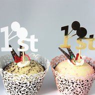 20pcs Baby First 1st Birthday Party Supplies Cupcake Picks Toppers Decoration - Gold N8