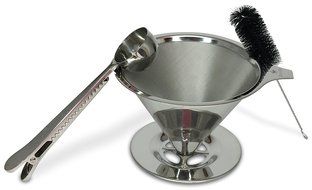 Blissful Sips Pour Over Coffee Filter (Single Cup) &ndash; Stainless Steel Fine Mesh Strainer for Fresh Brewed Coffee... N10