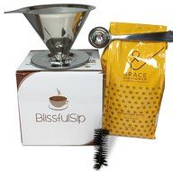 Blissful Sips Pour Over Coffee Filter (Single Cup) &ndash; Stainless Steel Fine Mesh Strainer for Fresh Brewed Coffee... N12
