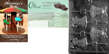Cybrtrayd W008 Bell Lolly Chocolate Candy Mold with Exclusive Cybrtrayd Copyrighted Chocolate Molding Instructions N2