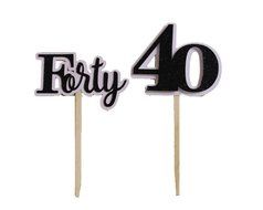 All About Details Black Forty Cupcake Toppers, Set of 12 N2