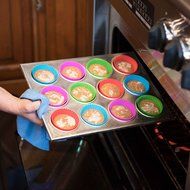 EliteKitchenGear Silicone Cupcake Bakeware Set Liners (13 Pack) With FREE Bonus Professional Grade Microfiber... N3