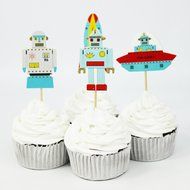 Winrase&reg; Pack of 24 Cute Air Robot Kids Party Decoration Paper Cupcake Toppers (Air Robot) N5