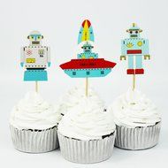 Winrase&reg; Pack of 24 Cute Air Robot Kids Party Decoration Paper Cupcake Toppers (Air Robot) N6