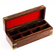 Rusticity Wood Tea Bag / Spice Storage Box with Lid and 9 pockets | Handmade | (9x6 in) N6