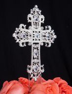 LOVENJOY Gift Box Pack Cross Rhinestone Crystal Cake Decoration Topper for Wedding Religious Baptism Christening... N9