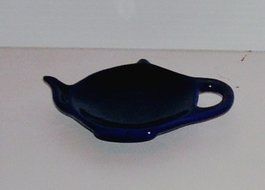 Blue Teapot Shaped Tea Bag Holder Tea Caddy