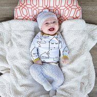 Clothes Set ,BeautyVan Cute Newborn Baby Kids Cartoon House T-Shirt Top +Pants Hat Outfit Clothes Set (24M, White) N3