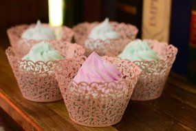 120PCS Classical Lace Cupcake Wrappers Laser Cut Wedding Decorations Wraps(Blue) N14