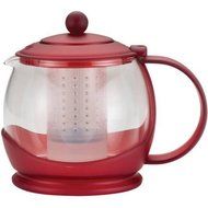 BonJour Tea "Prosperity" Borosilicate Glass Teapot with Plastic Frame, 42-Ounce //Color:Rosehip Red N3