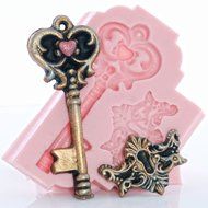 Romantic Skeleton Key Silicone Mold, Food Safe Wedding Cake Decorating with Fondant, Chocolate, Candy, Craft Mold... N5