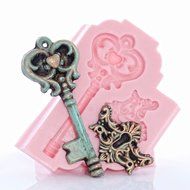 Romantic Skeleton Key Silicone Mold, Food Safe Wedding Cake Decorating with Fondant, Chocolate, Candy, Craft Mold... N6