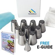 Ternola - RUSSIAN PIPING TIPS + E-GUIDE - Set of 31PCS for Cakes/Cupcakes Flower Decoration (9 Nozzles +1 Leaf... N3