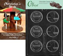 Cybrtrayd &quot;Year 2000 Pennies&quot; Miscellaneous Chocolate Candy Mold with Chocolatier&#039;s Guide Instructions Book Manual