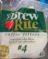 Brew Rite #4 8-12 Cup Cone Style Coffee Filters