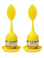AKOAK Set of 2 Premium Food Grade Silicone and Stainless Steel Ball Loose Leaf Tea Infuser(Yellow) N3