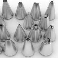 25-Piece Cake Decorating Kit Includes Reusable 15in Silicone Pastry Bag with Coupler and 21 Stainless Steel Icing... N5