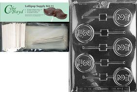 Cybrtrayd I&#039;m 2 Lolly Letters and Numbers Chocolate Candy Mold with Lollipop Supply Bundle of 25 Silver Twist...