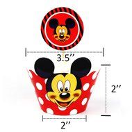 BETOP HOUSE Set of 1 Dozen Pinky Minnie Mouse White Dot Cupcake Wrappers Toppers Kit for Kids Birthday Party Baby... N6