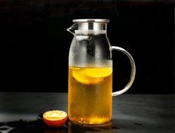 Artcome 1.8 Liter Hand Made Glass Pitcher Iced Tea Pitcher with Stainless Steel Strainer Lid N3