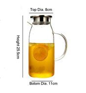 Artcome 1.8 Liter Hand Made Glass Pitcher Iced Tea Pitcher with Stainless Steel Strainer Lid N4