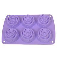 Webake 6-Cavity Rose Shape Silicone Cake Mold, Soap Mold, Bundt Cake Mold (Purple, 1pcs) N7