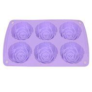 Webake 6-Cavity Rose Shape Silicone Cake Mold, Soap Mold, Bundt Cake Mold (Purple, 1pcs) N8
