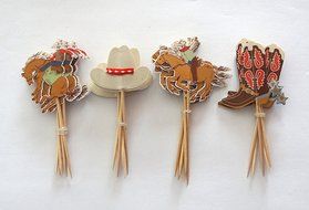 24 Cowboy Cupcake Toppers Western Picks N2