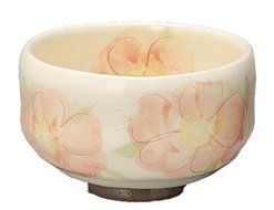 Yamakiikai Mino ware Seisue-ko&circ;&oslash;pink flower tea bowl L1786